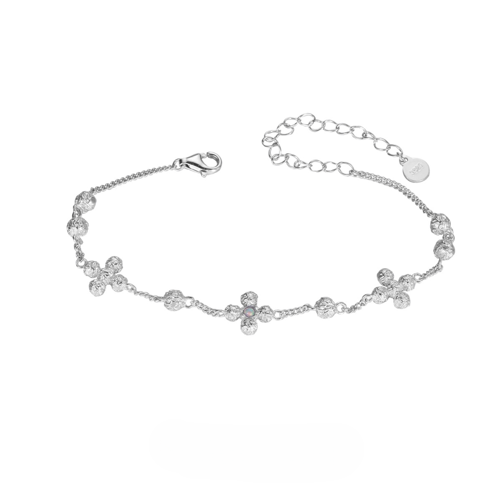 Textured Cross & Bead Bracelet
