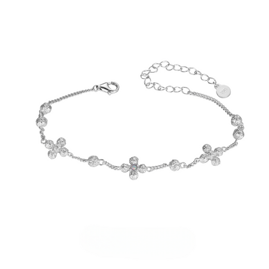 Textured Cross & Bead Bracelet
