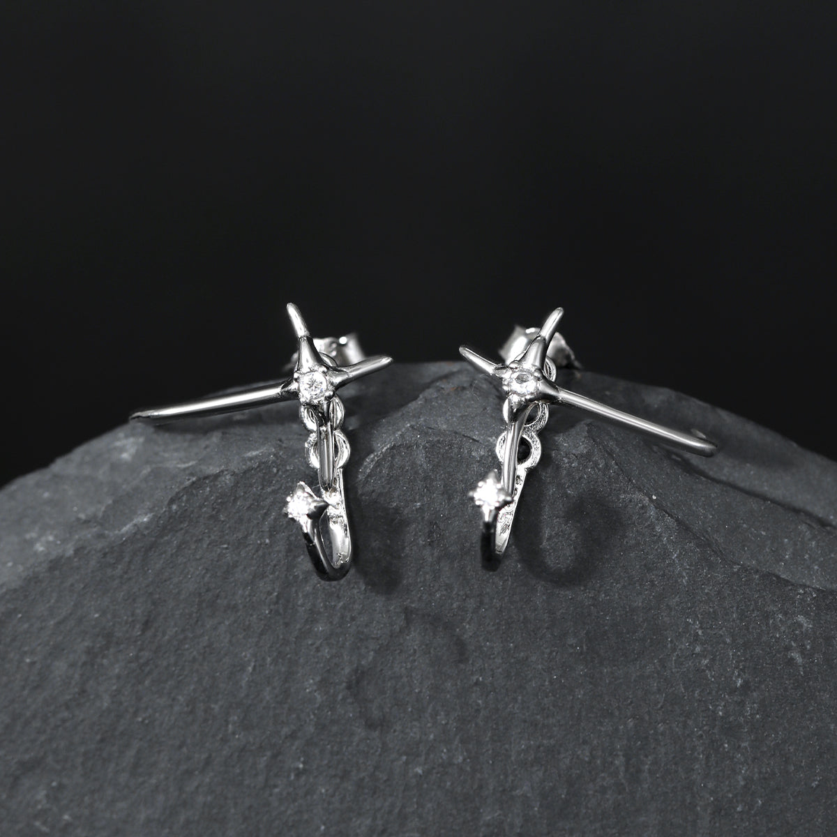 Star-Shaped S925 Sterling Silver Stud Earrings