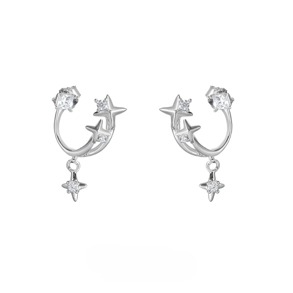 Star Trajectory Zircon Stud Earrings
