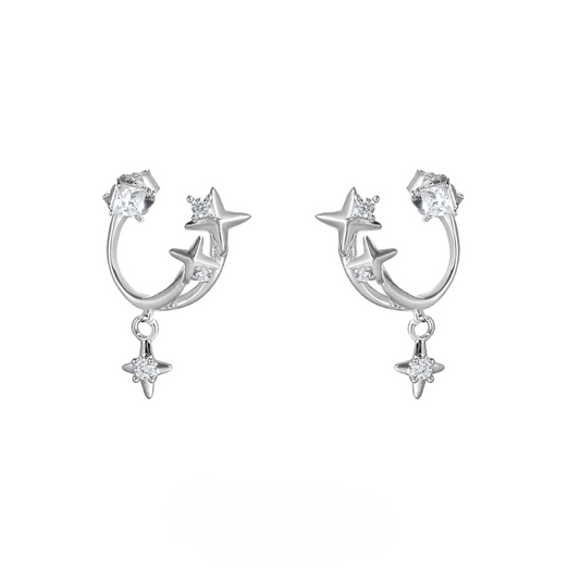 Star Trajectory Zircon Stud Earrings