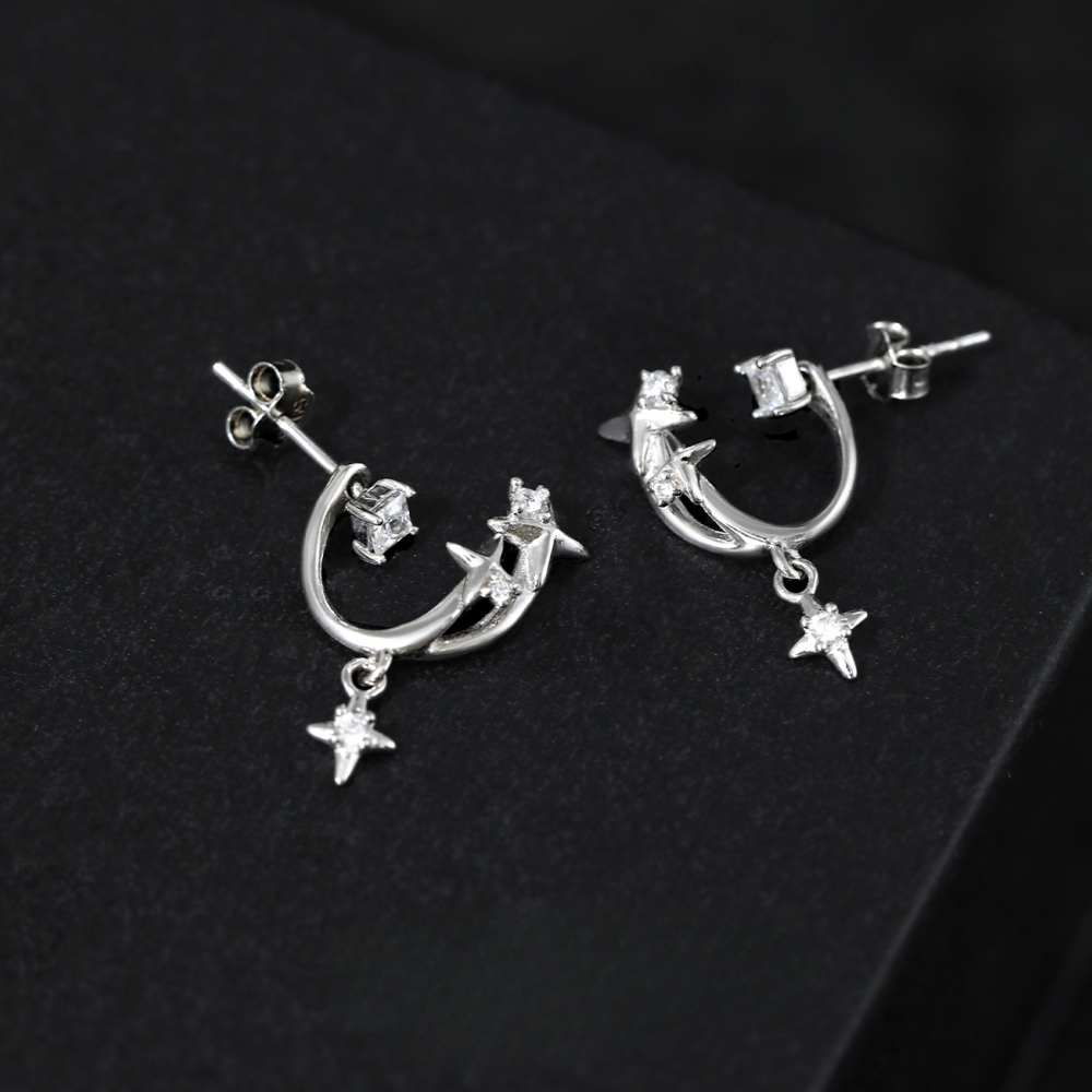 Star Trajectory Zircon Stud Earrings