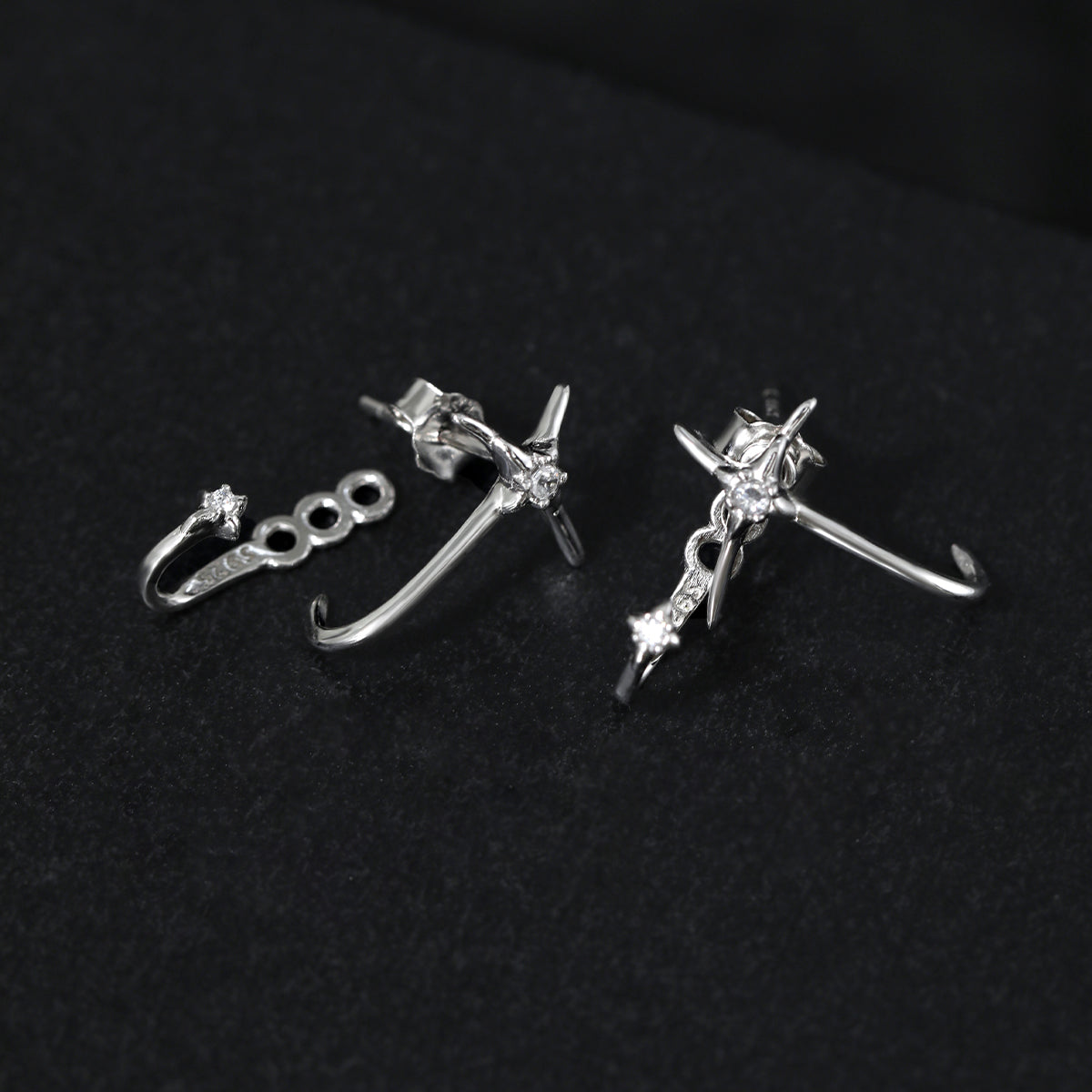 Star-Shaped S925 Sterling Silver Stud Earrings