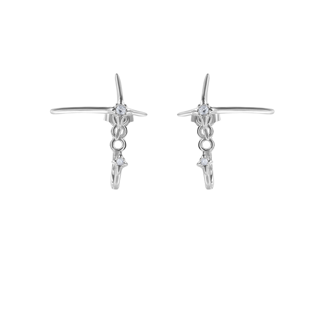 Star-Shaped S925 Sterling Silver Stud Earrings