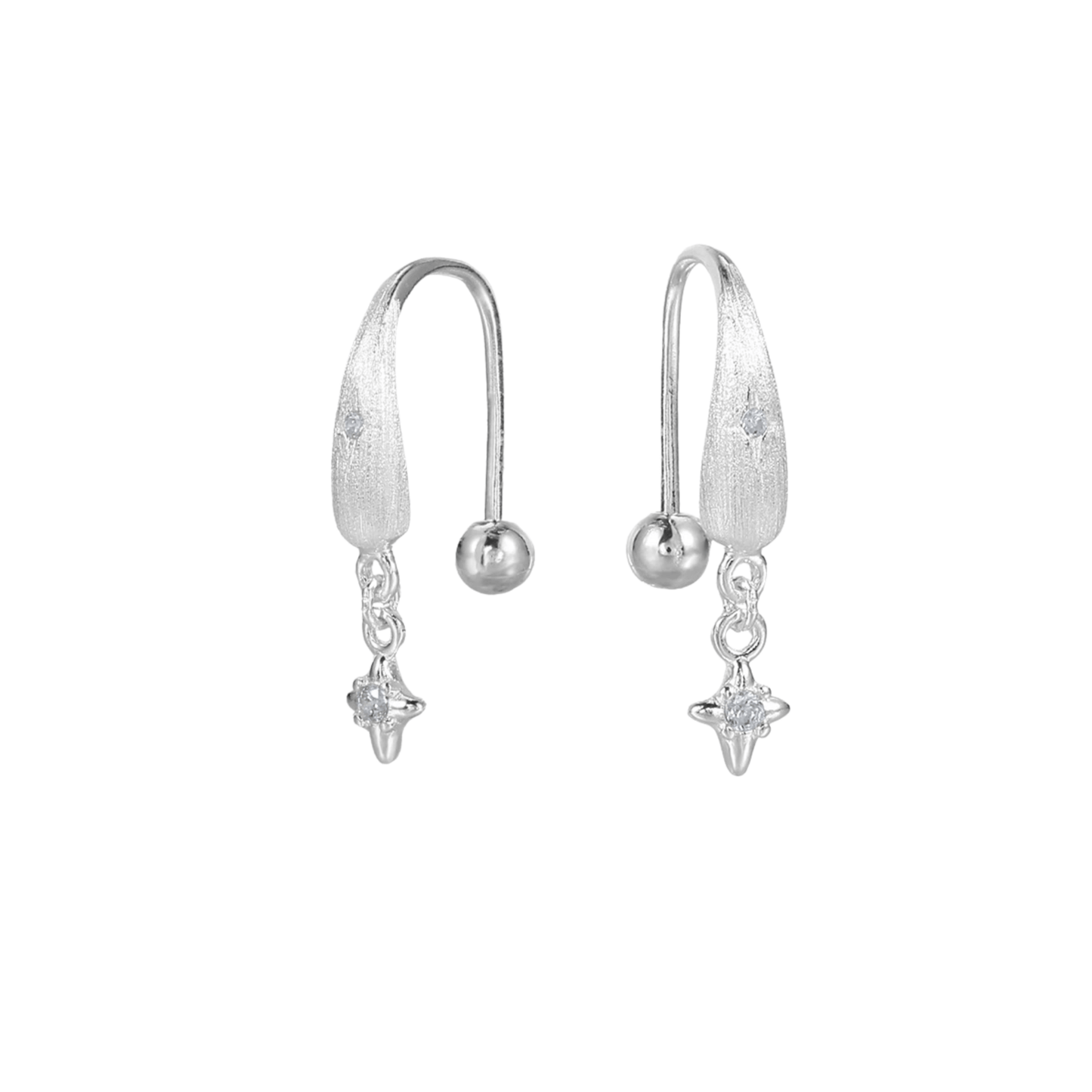 Brushed Cross Star Stud Earrings