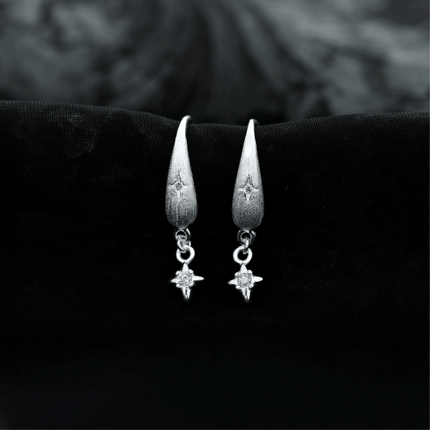Brushed Cross Star Stud Earrings