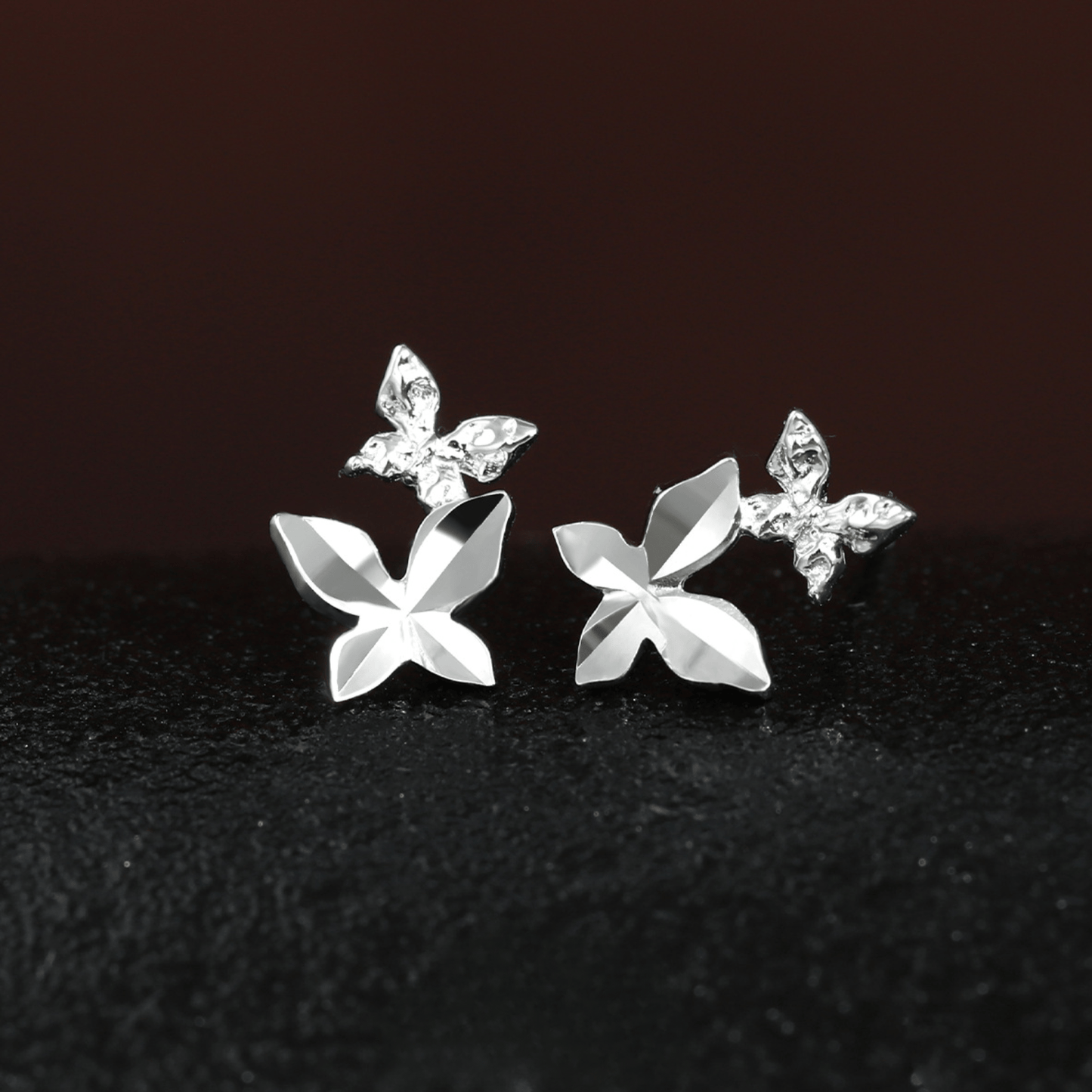 Butterfly & Chehua Sterling Silver Stud Earrings