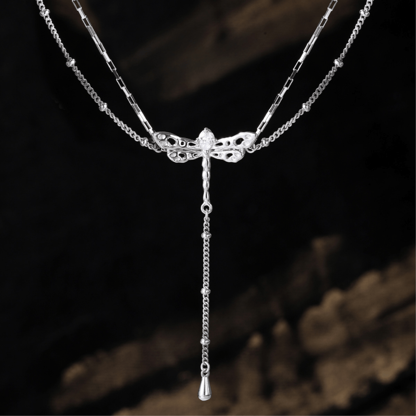 Dragonfly Hollow Necklace in S925 Sterling Silver