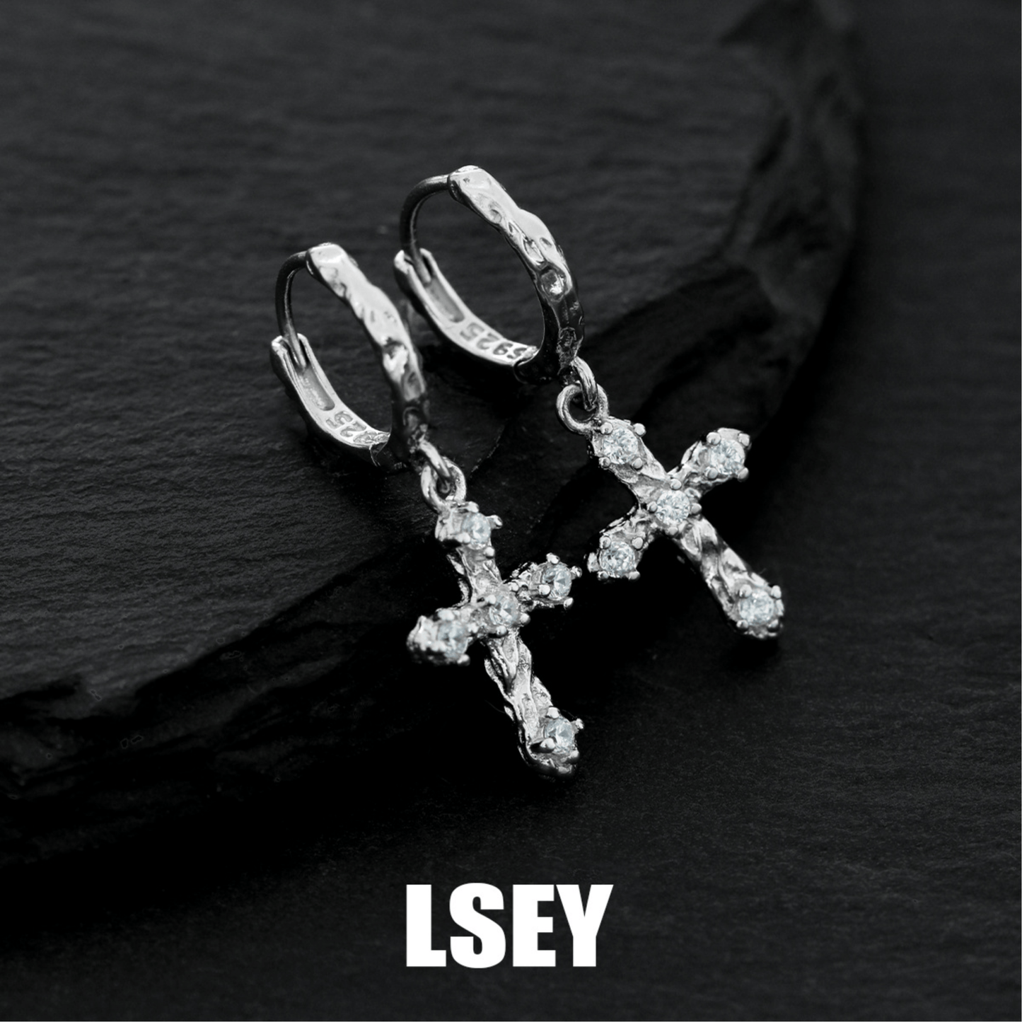 Golden Cross Hoop Earring