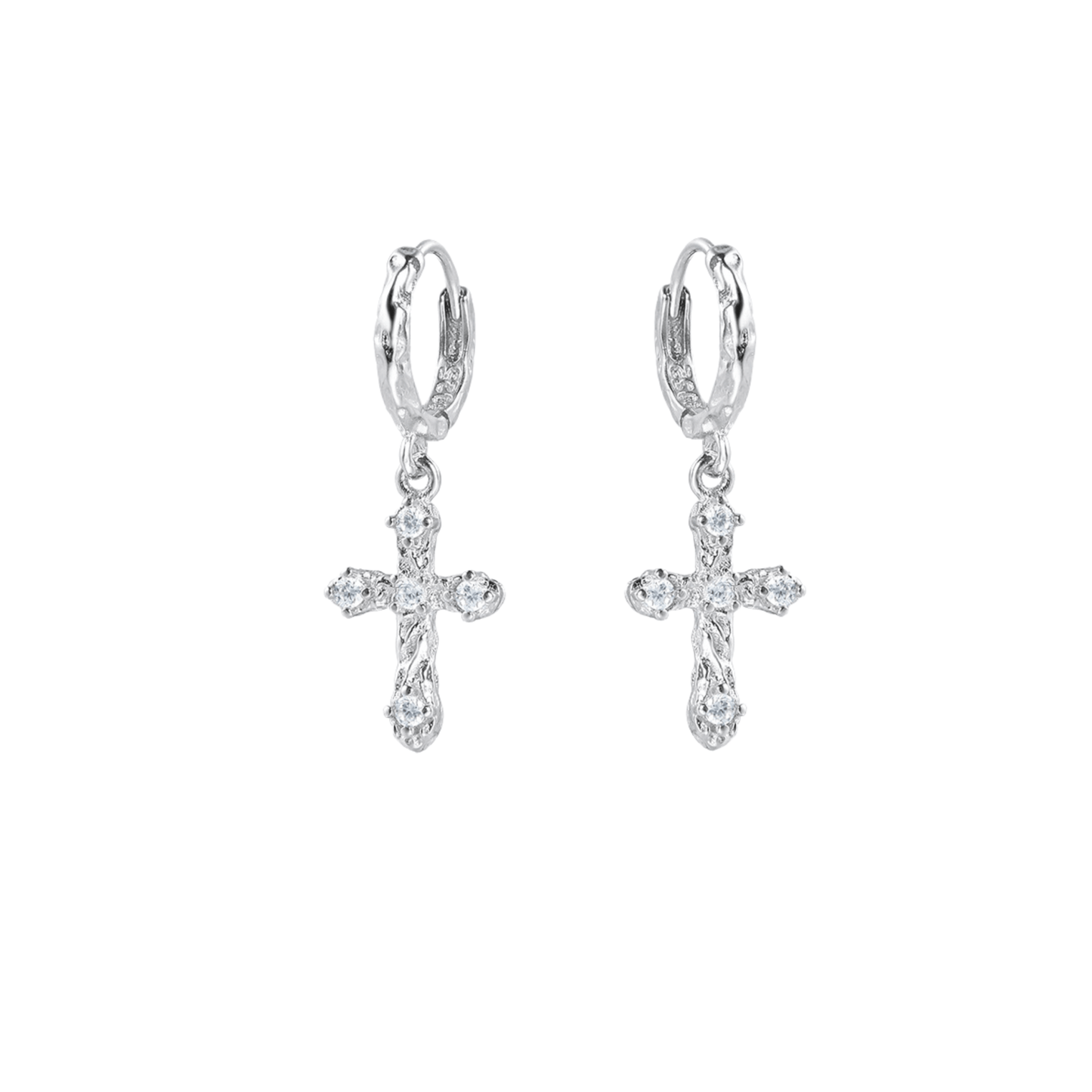 Golden Cross Hoop Earring