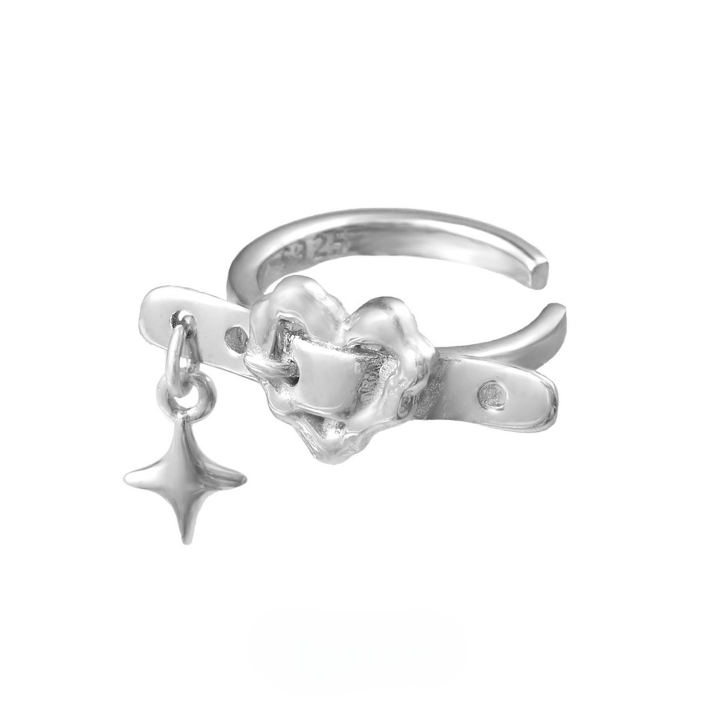 Heart-Shaped Silver Huggie Earrings