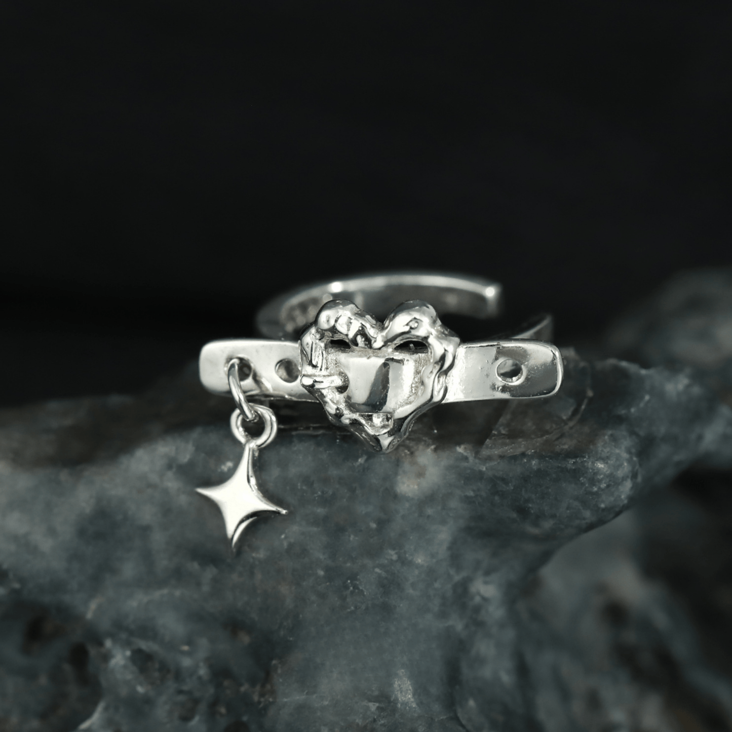 Heart-Shaped Silver Huggie Earrings