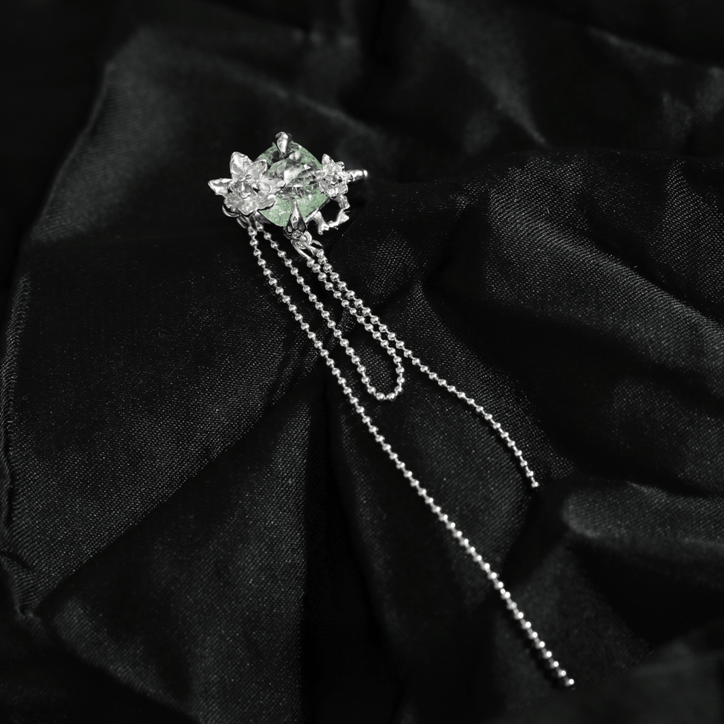 Jasmine Green Tassel Ear Cuff