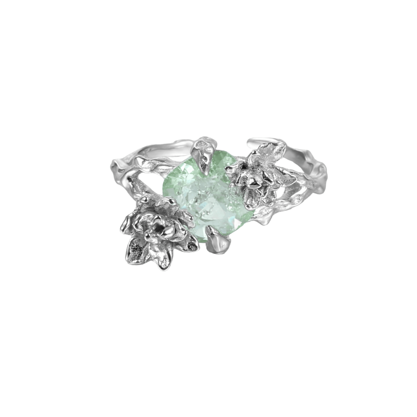 Bague Jasmin – Fleur de Glace en Zirconium Vert