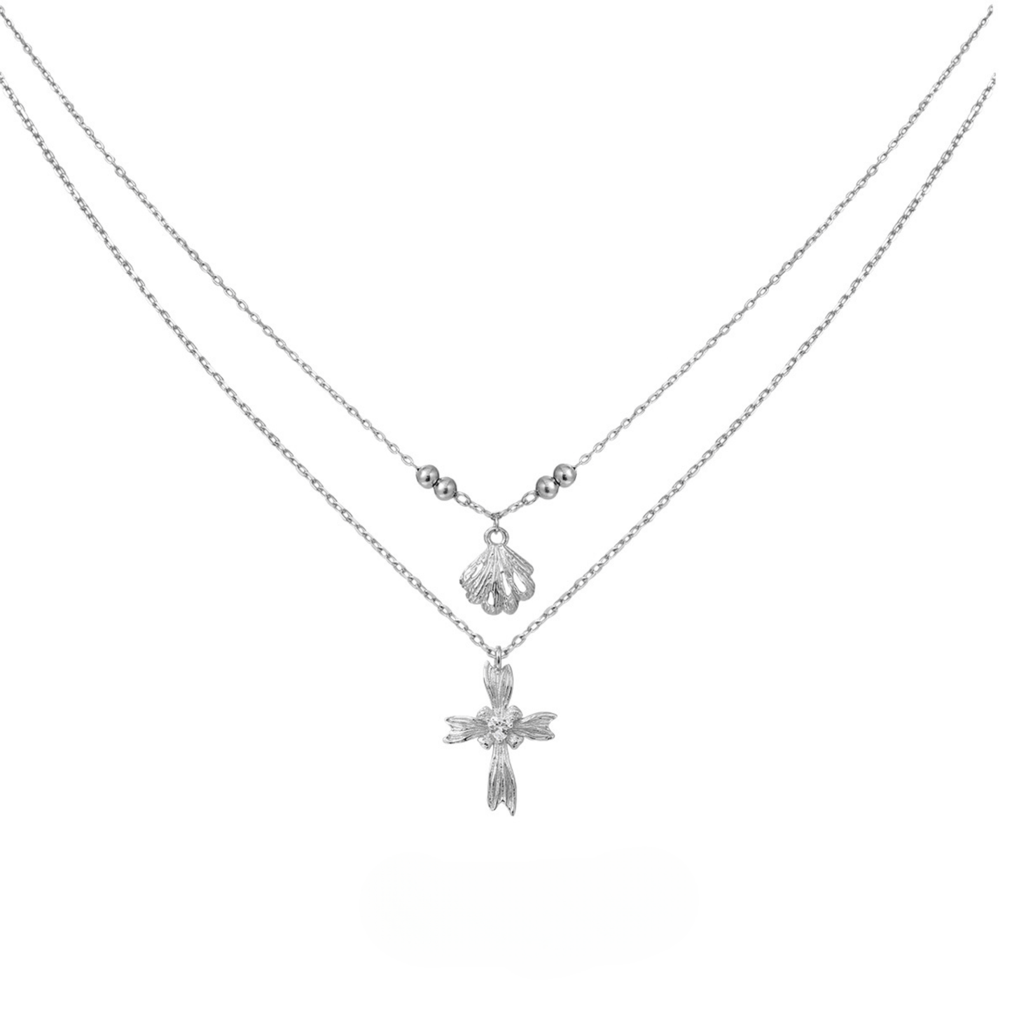Mermaid Cross Pendant Necklace