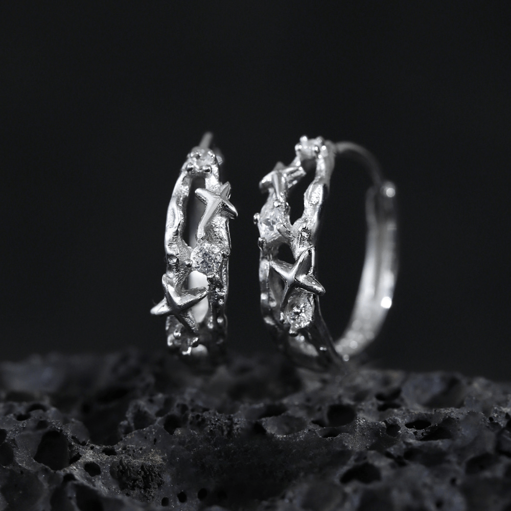 Molten Lava Zircon Star Ear Cuffs