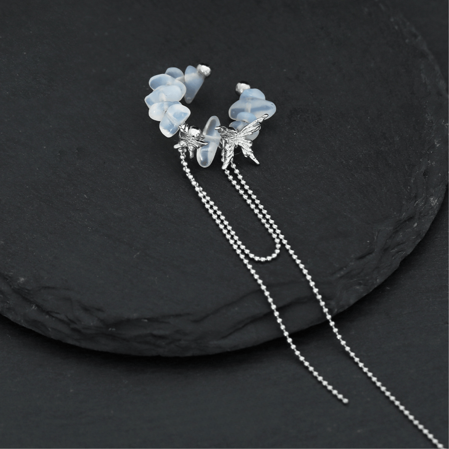 Clip d'oreille papillon en argent sterling avec opale