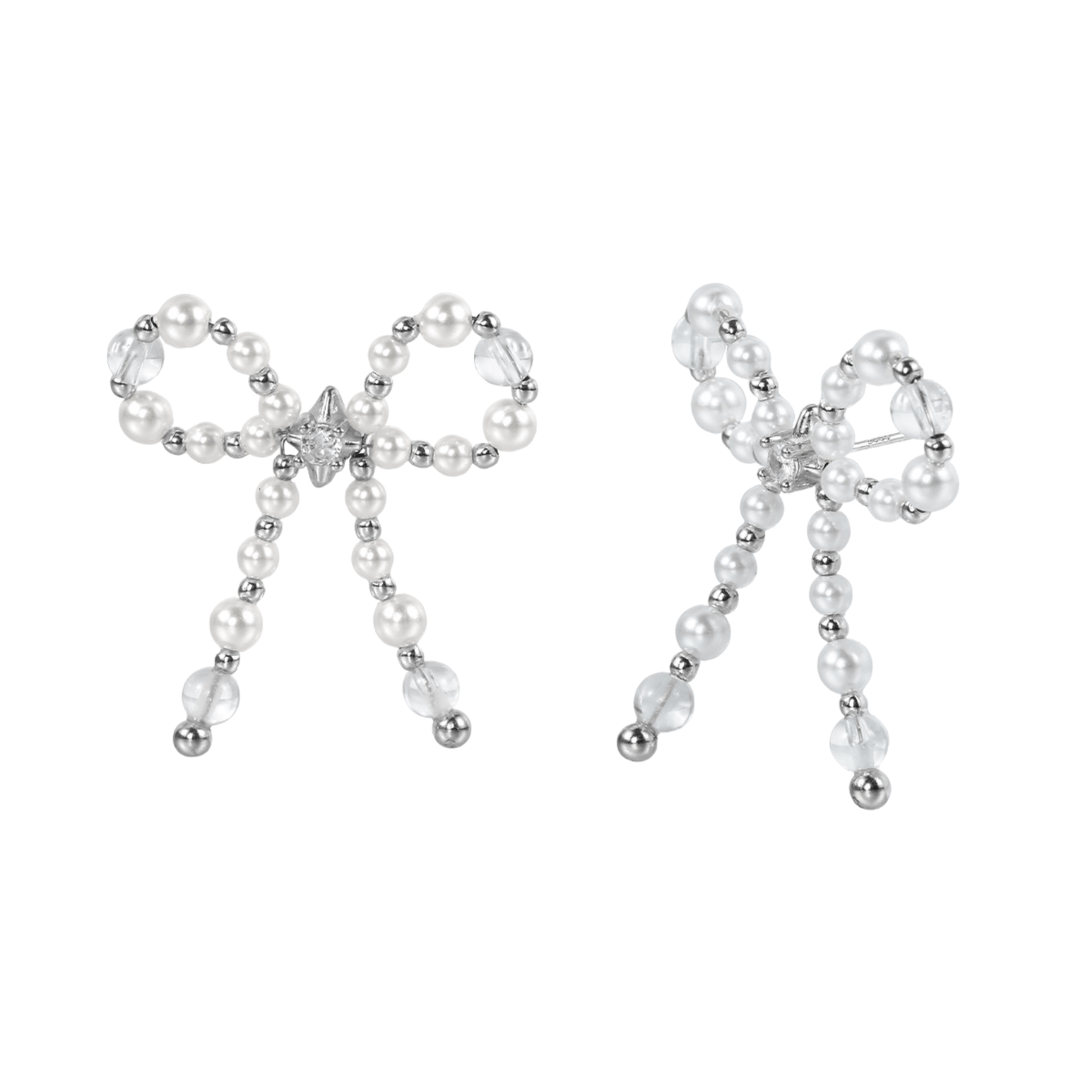 Boucles d'oreilles en argent sterling avec nœud papillon et perles