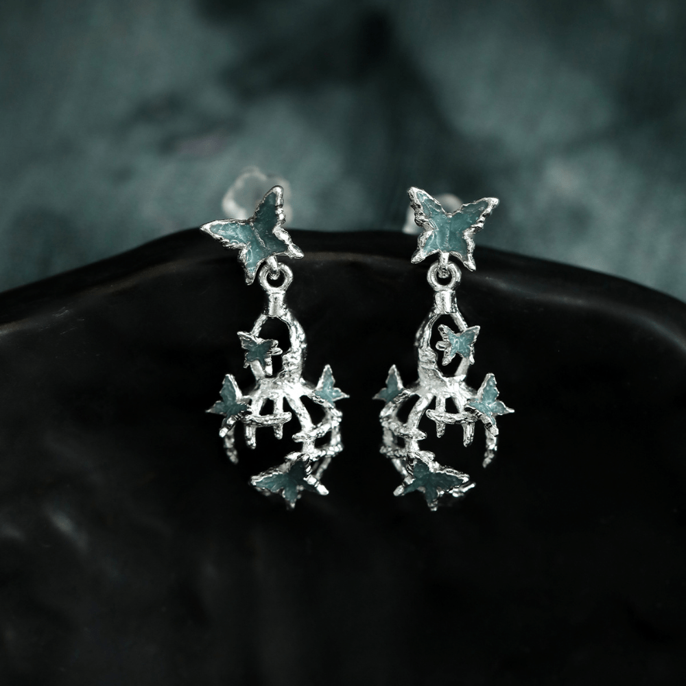 Shattered Gourd & Butterfly Stud Earrings