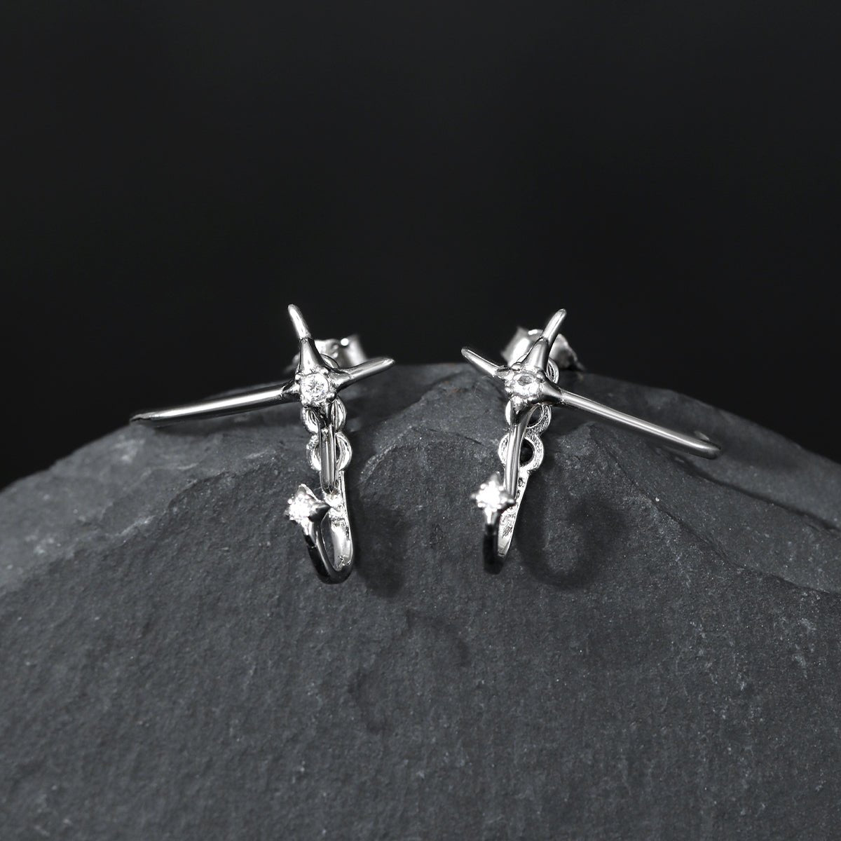 Boucles d'oreilles à tige en argent sterling S925 en forme d'étoile