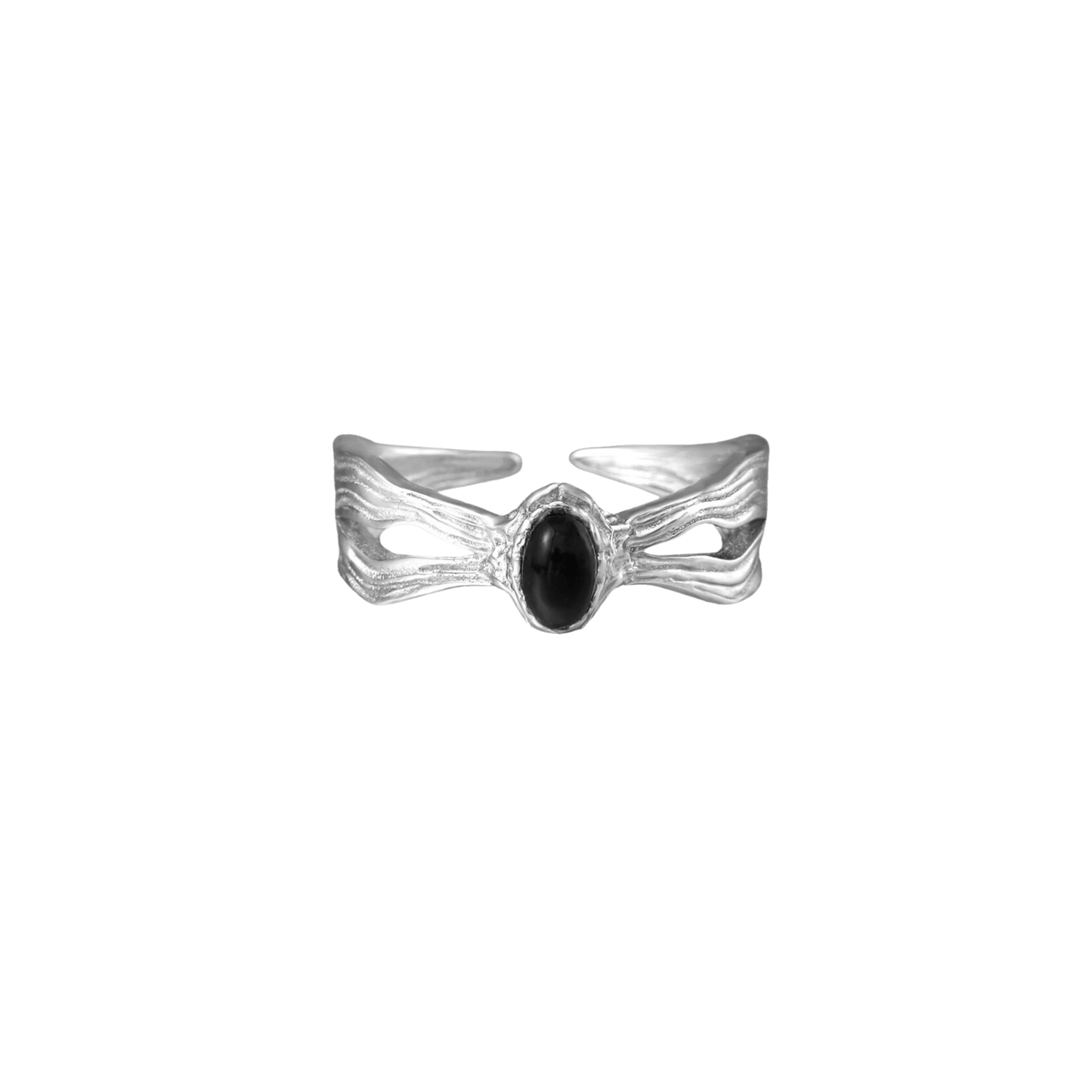 Anillo minimalista de plata de ley con ónix: anillo blanco y negro