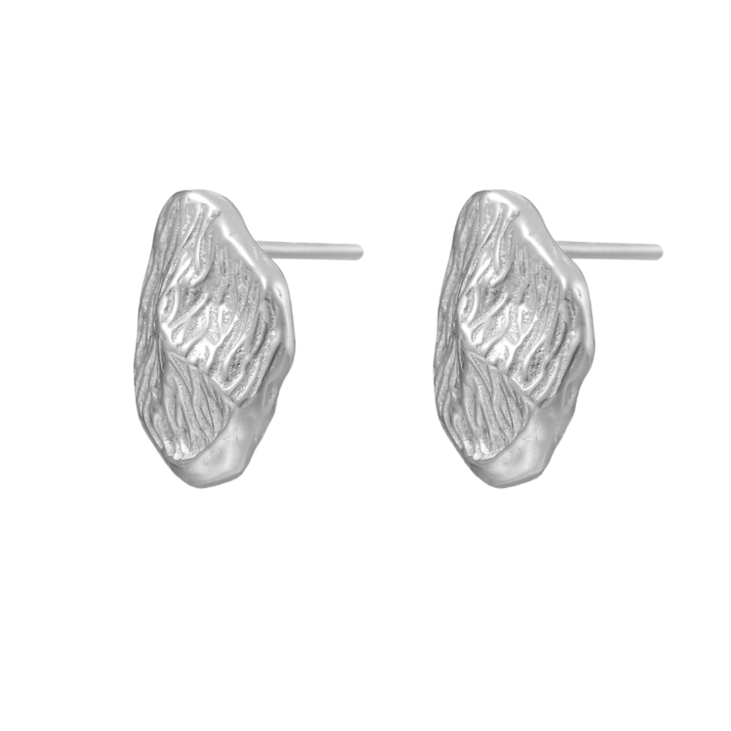 Textured Almond Earrings – Sculpted Silver Pods