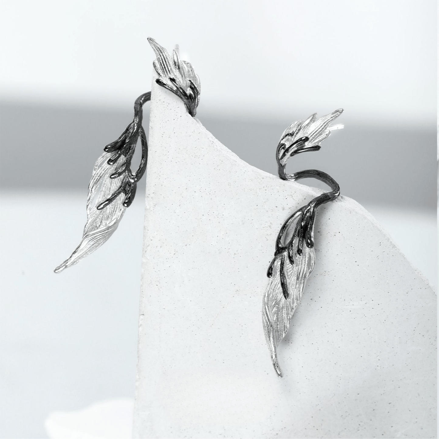 Winged Drop Earrings——Black Gold