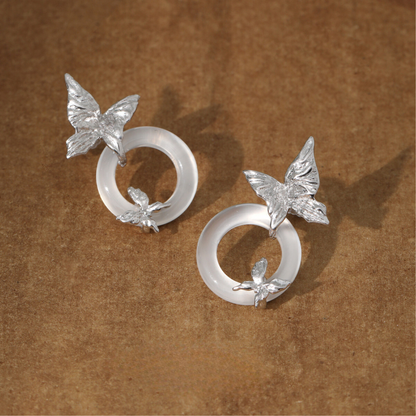 Butterfly White Jade —— Earrings