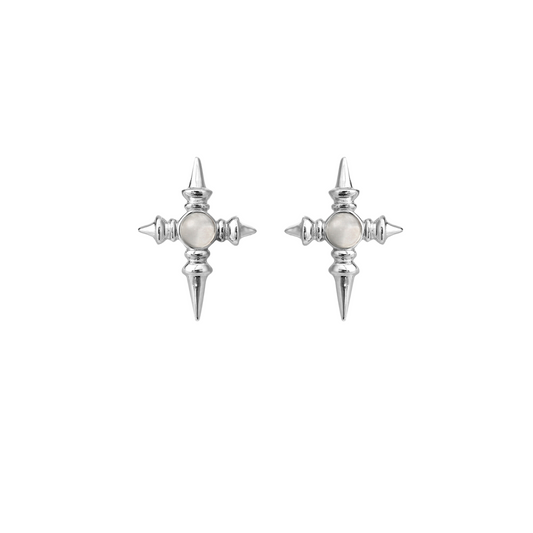 White Stone Stud Earrings