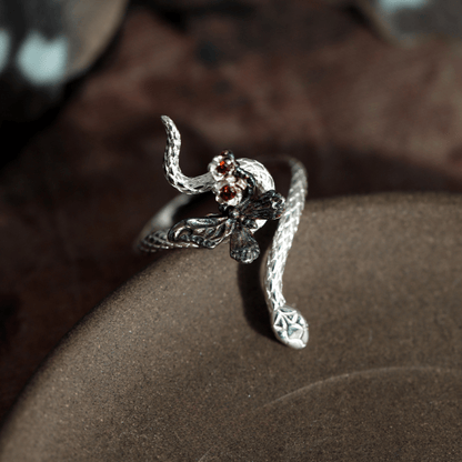 Butterfly Rose Snake Ring