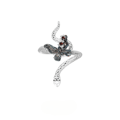Butterfly Rose Snake Ring
