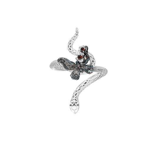 Butterfly Rose Snake Ring