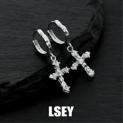 Golden Cross Hoop Earring
