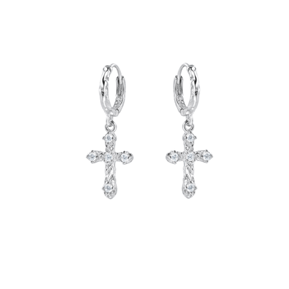 Golden Cross Hoop Earring