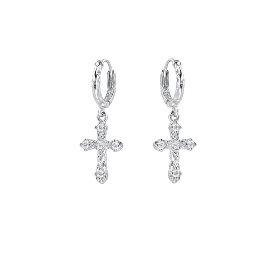 Golden Cross Hoop Earring