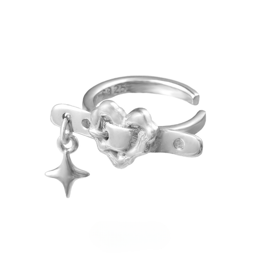 Heart-Shaped Silver Huggie Earrings