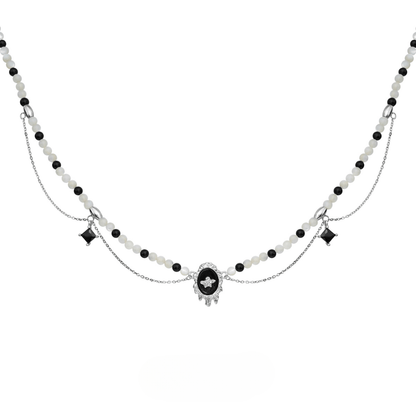 Liquid Black Onyx & White Shell Necklace