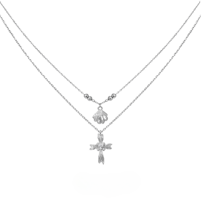 Mermaid Cross Pendant Necklace