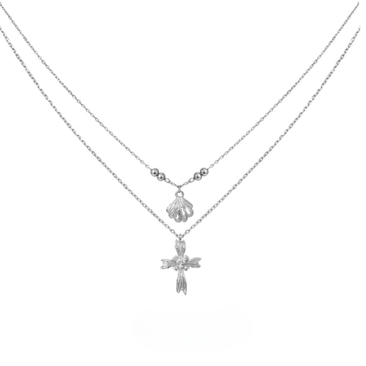 Mermaid Cross Pendant Necklace