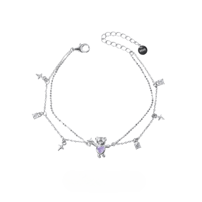 Sweet Teddy Bear & Heart Bracelet