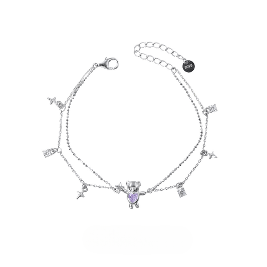 Sweet Teddy Bear & Heart Bracelet
