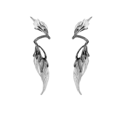 Winged Drop Earrings——Black Gold