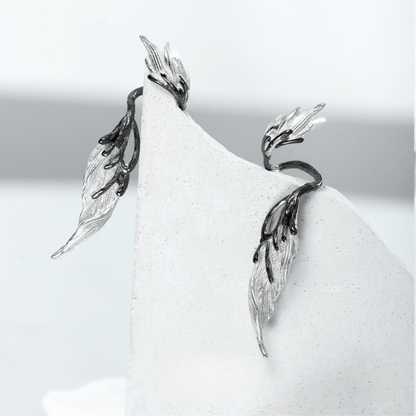 Winged Drop Earrings——Black Gold